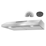 Argyolas 30 Inch Under Cabinet Range Hood Oven Vent Hood, Ducted/Ductless Convertible Kitchen Extractor, Stove Exhaust Fan with Reusable Aluminum Filters, Charcoal Filter and Foil Pipe Included