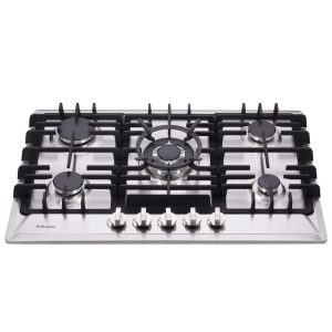 30 Inch Gas Cooktop, Stainless Steel Built-in 5 Burners Gas Stovetop LPG/NG Convertible Gas Stove Top Dual Fuel Gas Hob DM527-02