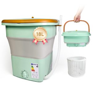 ZLDYPINK Portable Washing Machine 18L, Collapse Mini Washer with Upgraded Blue Light for Cleaning Clothes, Underwear, Apartment, RV, Travel, Camping (Green)