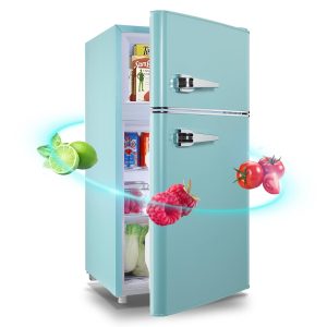 WANAI 3.5 Cu.Ft Small Refrigerator with Freezer Small Fridge with Handle Adjustable Temperature Built-in Light Ideal for Home, Office, Dorm