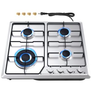 Argyolas 24in Gas Stove Cooktop, Drop-in 24inch Gas Stove Top 4 Burners, NG/LPG Convertible Neutral Gas Propane Cooktop Gas Hob with Thermocouple Protection