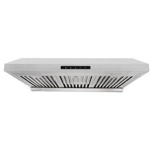 Vesta Arlington 850cfm Powerful 30''Under Cabinet Stainless Steel,With Twin Turbo Motors, Contemporary Design, Delay Shutoff 3 Speed Touch Screen, 6'' Top Round Vent, Long LED, and Long Oil Collector