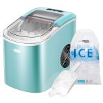 VIVOHOME Electric Portable Compact Countertop Automatic Ice Cube Maker Machine with Hand Scoop 10 Ice Bags and Self Cleaning Function 27lbs/Day Light Green