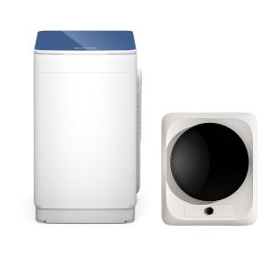Zynkez 18Lbs Washer and 10Lbs Dryer Combo, Full Automatic Portable Laundry Set with 7 Wash Programs, 5 Dry Modes, Stainless Steel Tub, Compact for Apartments, Dorms, RVs (White + White)