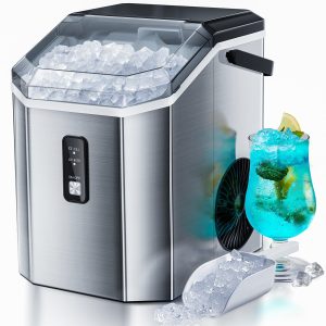 Xbeauty Nugget Ice Maker Countertop with Self-Cleaning, 35lbs/24H Stainless Steel Ice Maker with Carry Handle, Removable Ice Basket&Scoop for Home/Kitchen/Office/Party