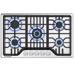 30 inch Gas Cooktop, Bulit-in Gas Stove Top with 5 Burner, NG/LPG Convertible Cooktops, 5 Burner Propane Cooktop with Thermocouple Protection, Stainless Steel
