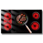 5 Burner Electric Cooktop 36 Inch, Nefaracy Built-in Electric Stove Top 9600W, 36'' Ceramic Cooktop with Touch Control, BBQ Burner, Timer & Pause, Safety Lock, 220V Hard Wire
