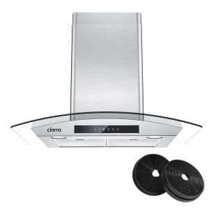 Wall Mount Range Hood with Carbon Filters, 30 Inch Range Hood with Soft Touch Control, Timer Function, Ducted and Ductless Convertible, Stainless Steel, CIARRA CAS75502-003