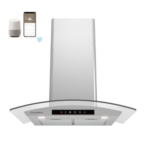 Wall Mount Range Hood 30 inch 450 CFM, Smart Range Hood with Voice Control, Compatible with Alexa/Google Home/Smart Life Assistant, Vent Hood for Kitchen with 3 Speed Fan, Stainless Steel, CAS75502W