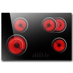 30 Inch Electric Cooktop 4 Burner, Nefaracy Electric Stove Top With Dual Oval Zone, 6600W Built-in Radiant Electric Stove, Hot Surface Indicator, Touch Control, 9 Power Level, 240V(No Plug)
