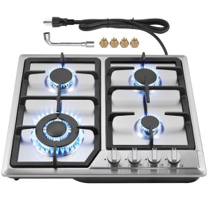 Argyolas 24inch Gas Cooktop Gas Stove, NG/LPG Convertible Gas 4 Burners for Propane Gas, Neutral Gas (Pre-installed Propane Nozzles)