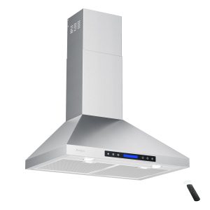AROAN Wall Mount Range Hood with Ducted/Ductless Convertible Duct, 36 Inch 780CFM Stainless Steel Vent Hood, 4Speed Touch Panel with 2pcs Adjustable LED Lights (PA02-36)