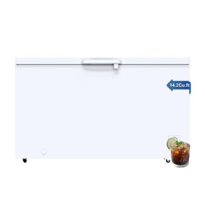 14.2 Chest Freezer Large Deep Freezer with 2 Removable Basket & 8 Level Adjustable Temperature(-12°F to 10.2°F), Quiet Commercial Chest Freezer with Lock, Top Door Energy Saving for Garage, White
