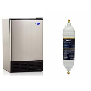 Whynter UIM-155 Stainless Steel Built-in Ice Maker & EcoPure EPINL30 5 Year in-Line Refrigerator Filter-Universal Includes Both 1/4" Compression and Push to Connect Fittings, White