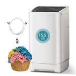 2.0 Cu. Ft.Portable Washer with 8 cycles, 15.5 Lbs Capacity Full Automatic Washer and Spinner Combo, Compact Laundry Washer Spinner for Apartment RV Dorm,Transparent Lid & LED Display (2.0 Cu. Ft)
