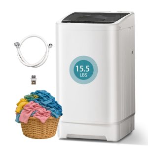 2.0 Cu. Ft.Portable Washer with 8 cycles, 15.5 Lbs Capacity Full Automatic Washer and Spinner Combo, Compact Laundry Washer Spinner for Apartment RV Dorm,Transparent Lid & LED Display (2.0 Cu. Ft)